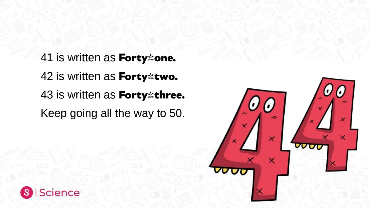 Numbers in Words — 21 to 50 — page 19 of 28