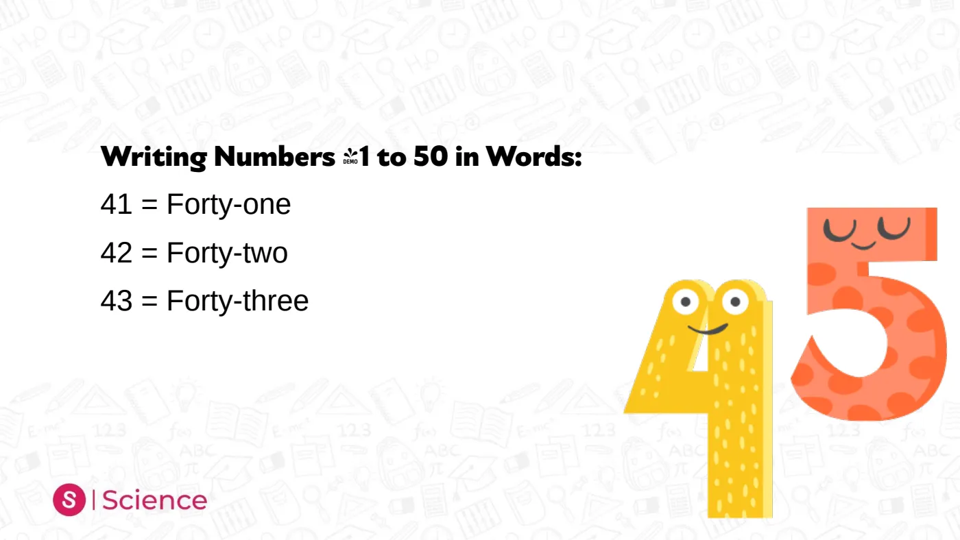 Numbers in Words — 21 to 50 — page 26 of 28